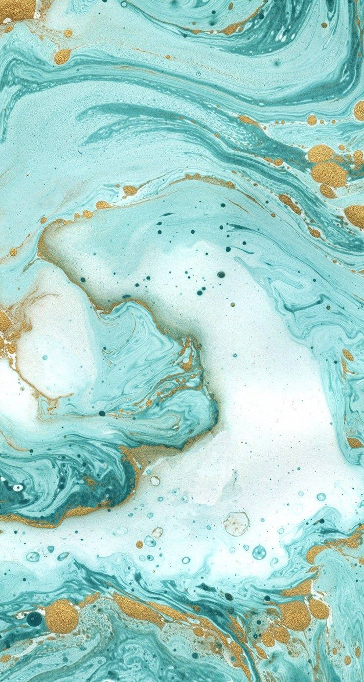Teal And Gold Marble Iphone