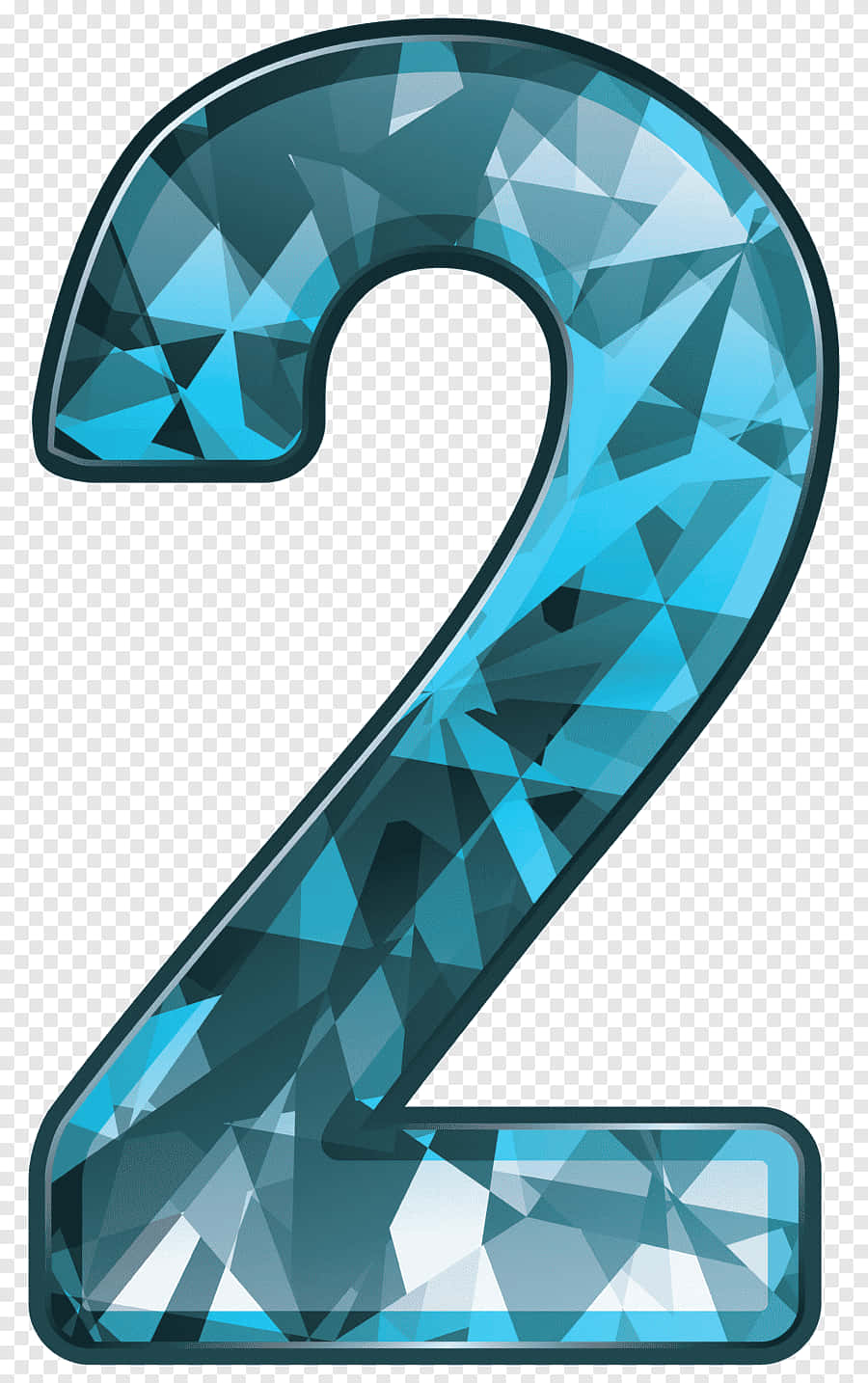 Numero2 Di Cristallo Blu Turchese Sfondo