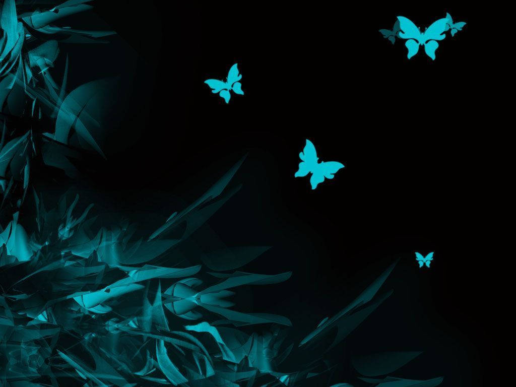 Teal Butterfly Abstract Beautiful Dark Backdrop Wallpaper