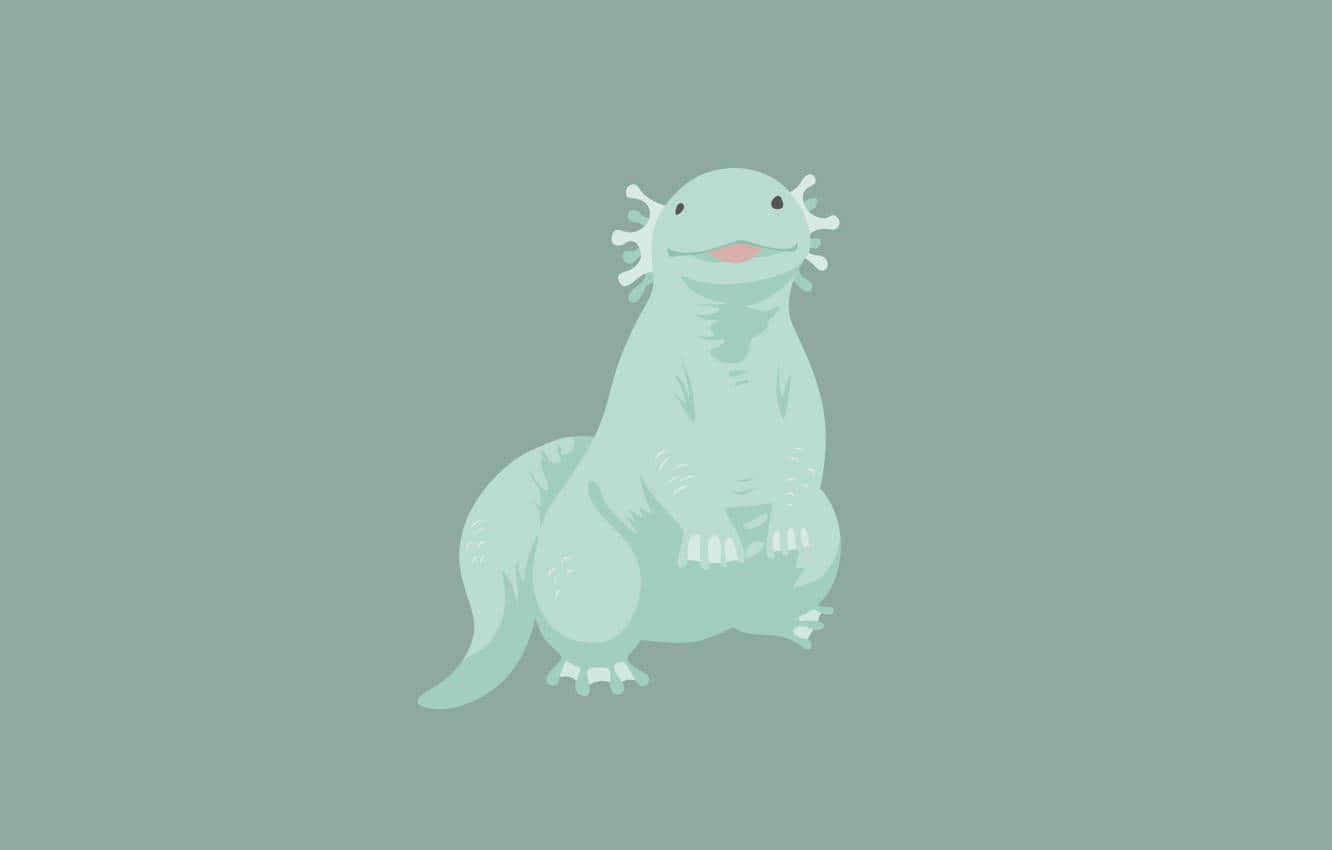 Arteminimalista Adorabile Con Axolotl Di Colore Teal. Sfondo
