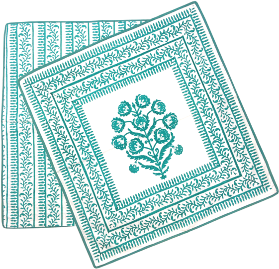 Teal Floral Pattern Tablecloth PNG