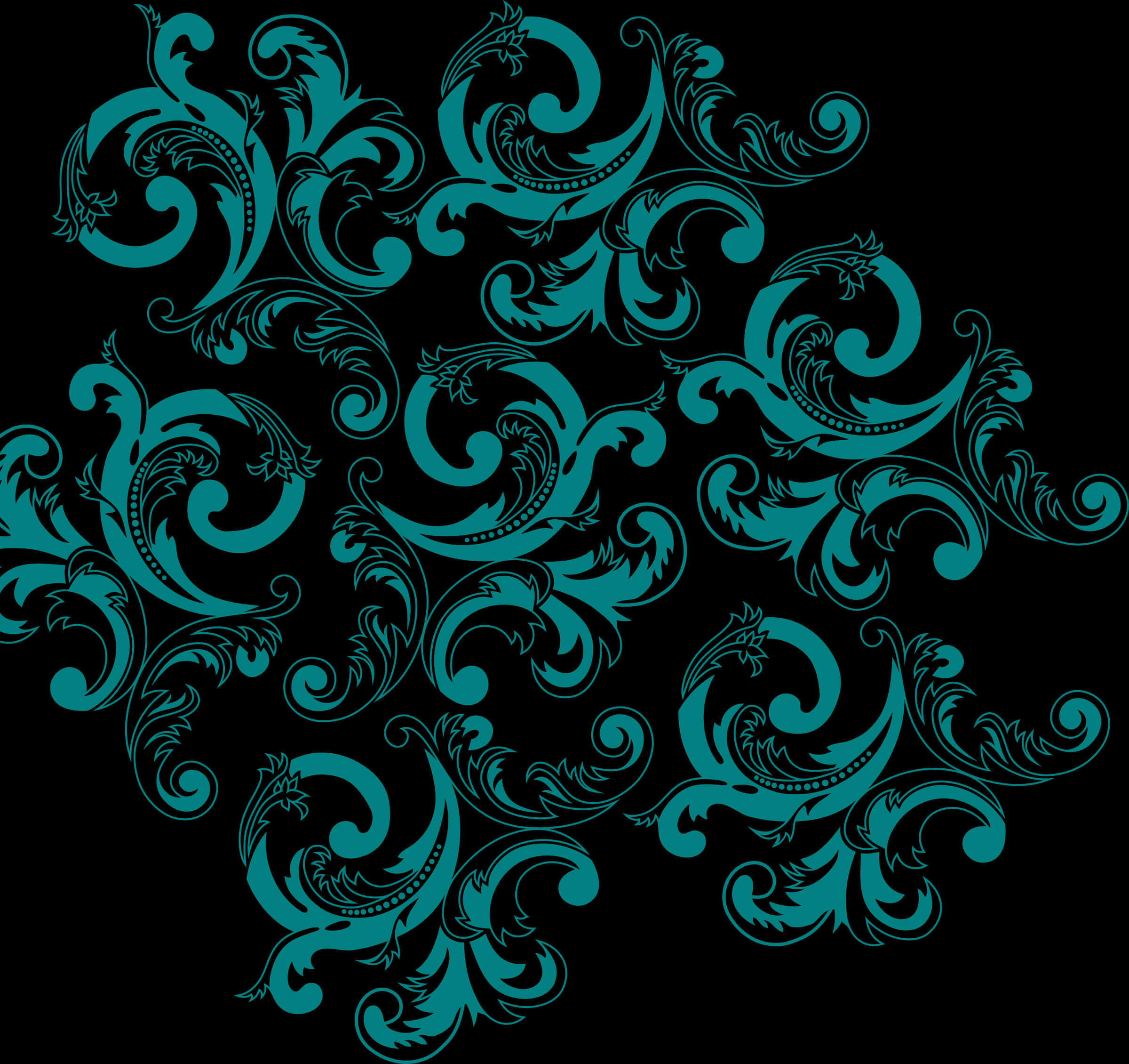 Teal Flourish Pattern PNG