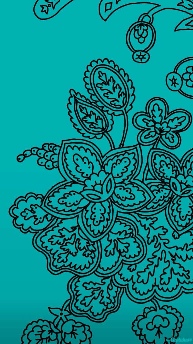 Einetürkisfarbene Zeichnung Einer Blume Wallpaper