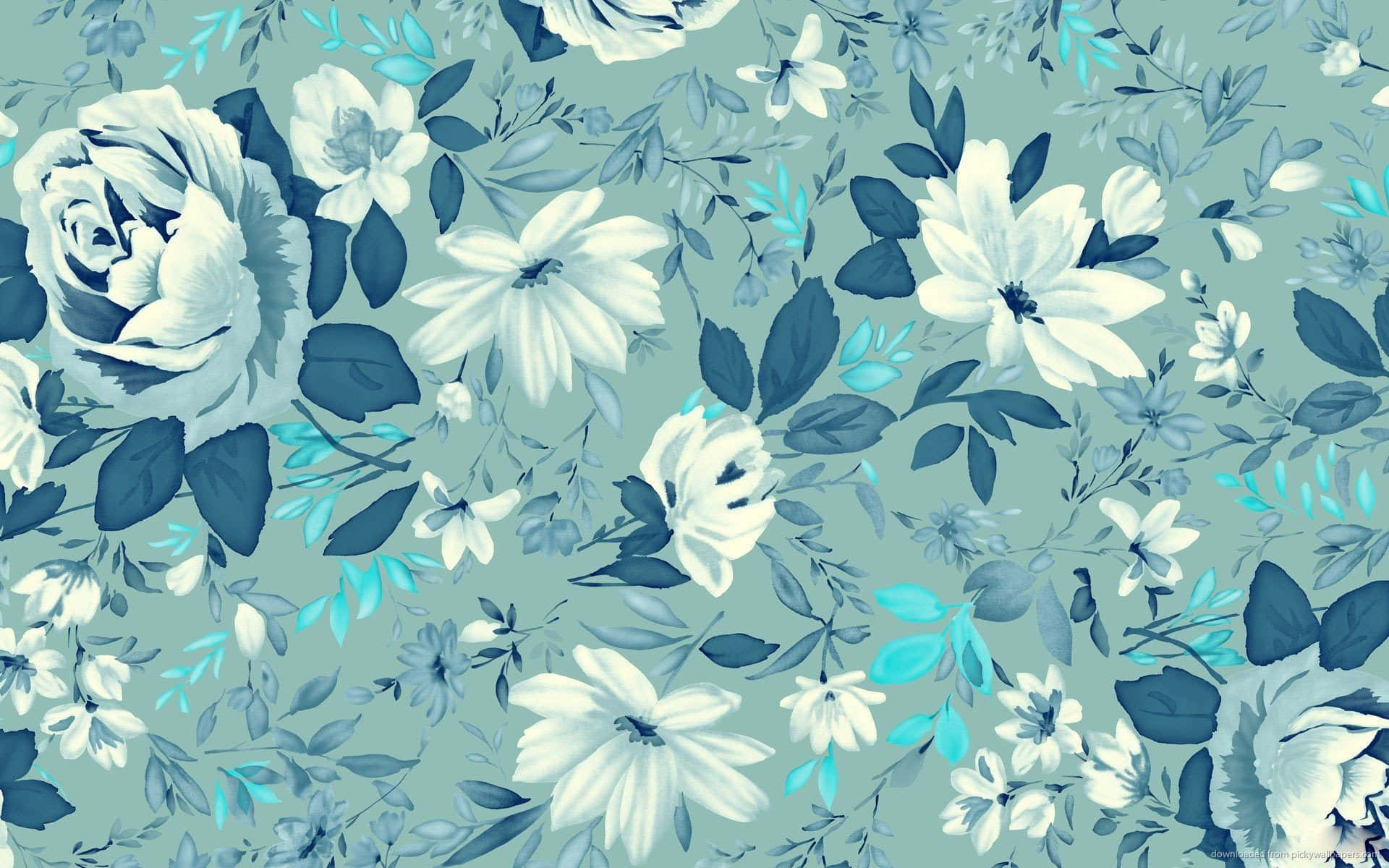 teal flower wallpaper