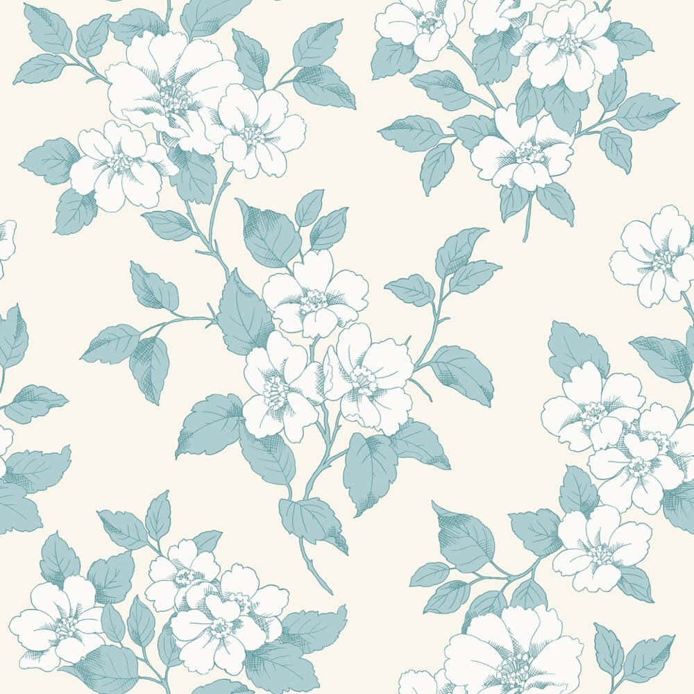 A Blue And White Floral Wallpaper Wallpaper