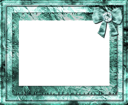 Teal Framewith Bow Decoration PNG