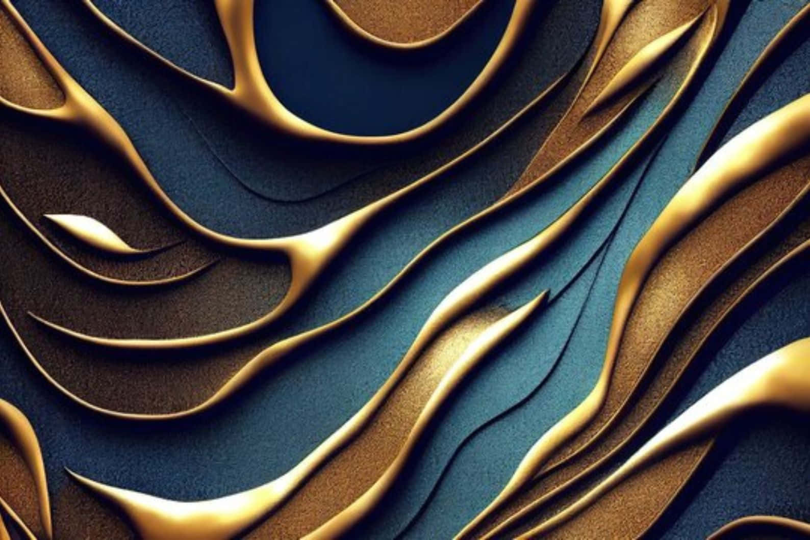 Teal Gold Abstract Art Wallpaper