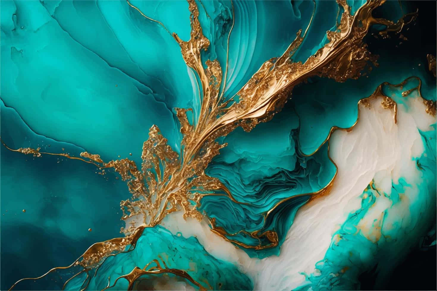 Teal Gold Marble Texture Wallpaper