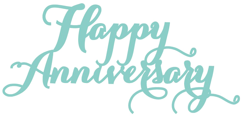 Teal Happy Anniversary Calligraphy PNG