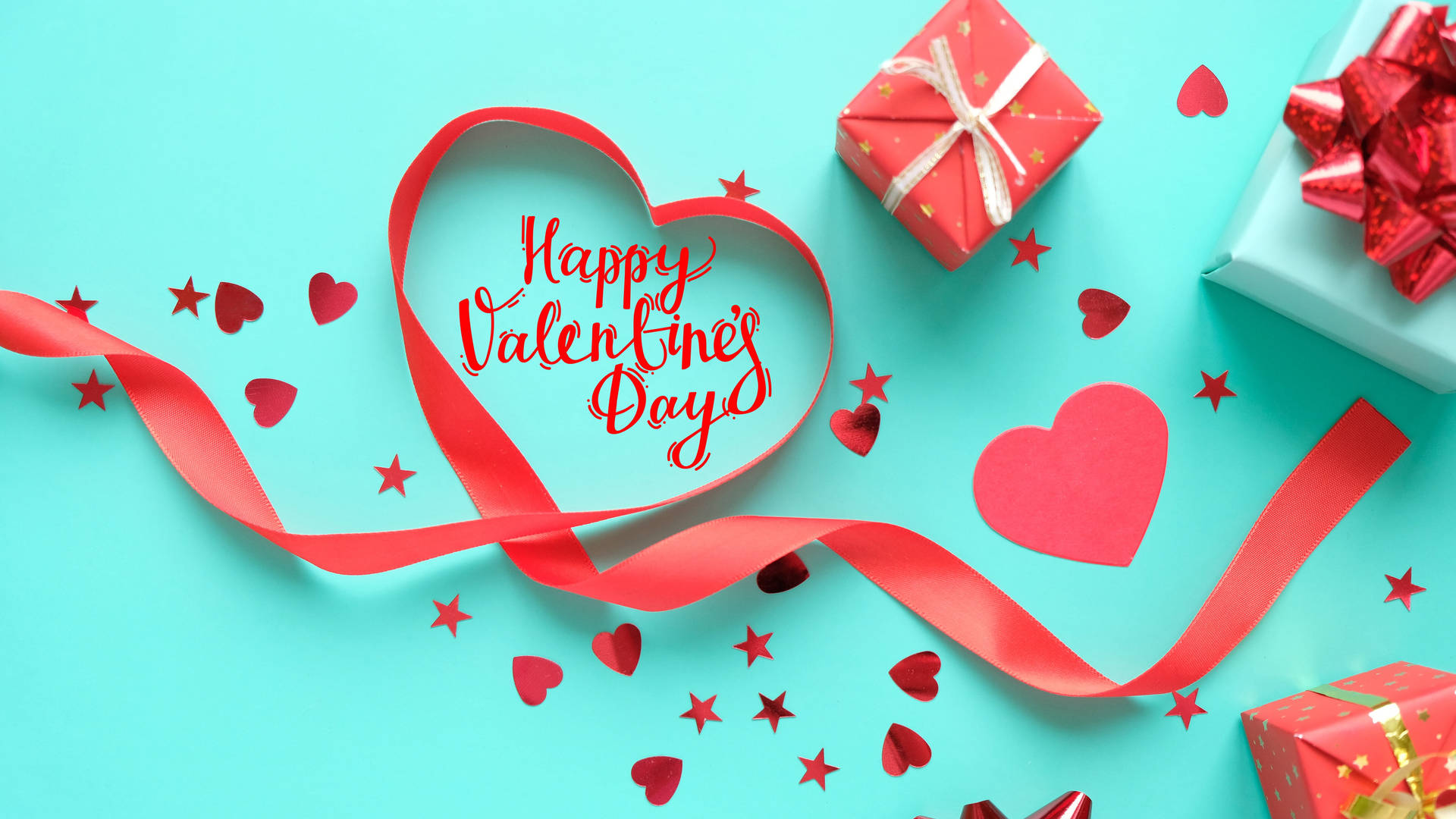 Teal Happy Valentine’s Day Wallpaper