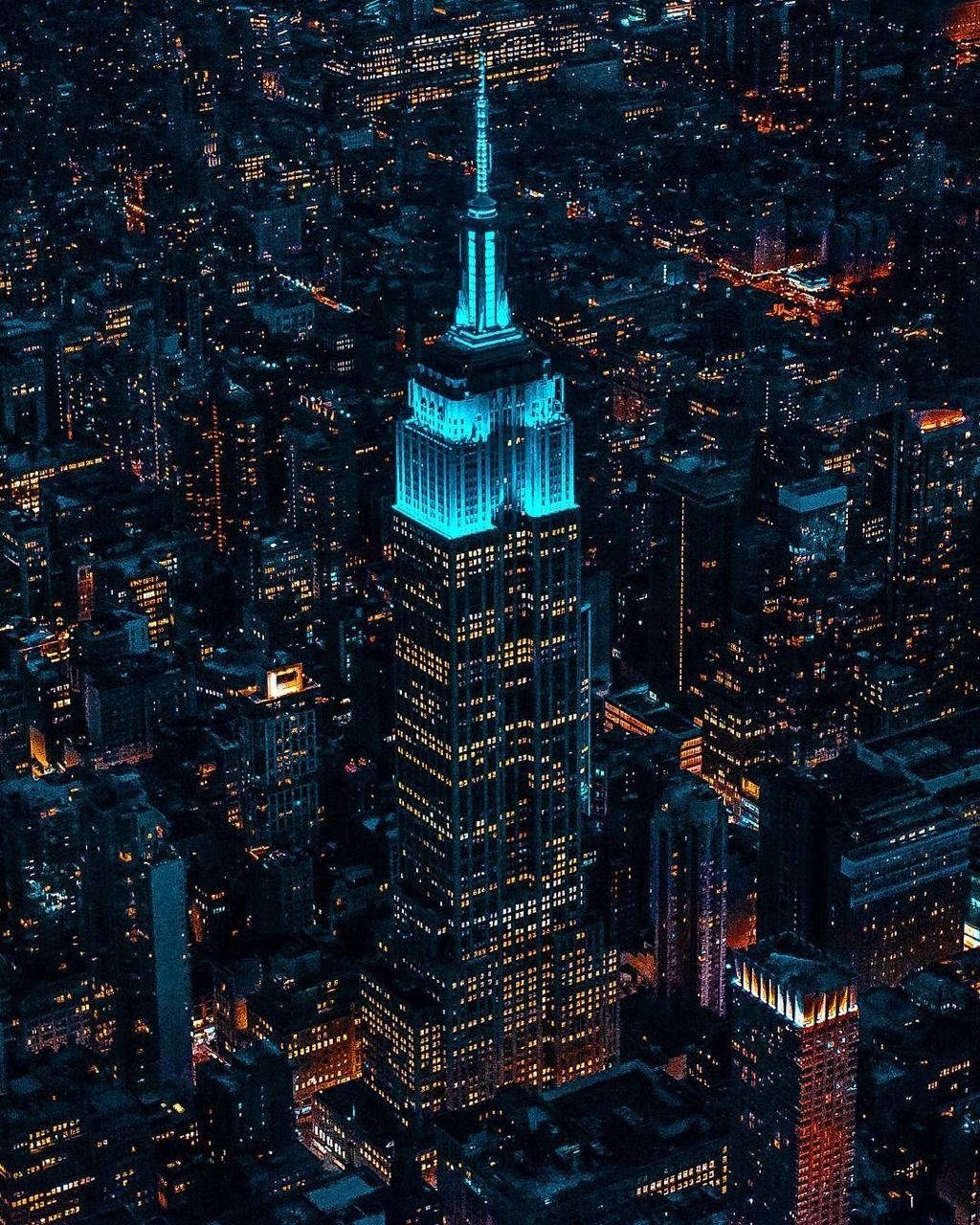 Teal Lights At The Empire State Building Wallpaper