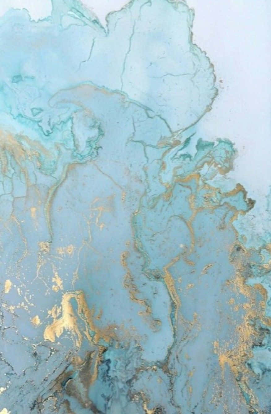 An abstract teal and white marble design. Wallpaper