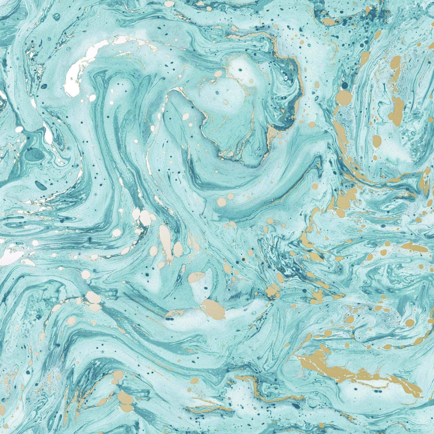 Stunning, opulent teal marble swirls Wallpaper