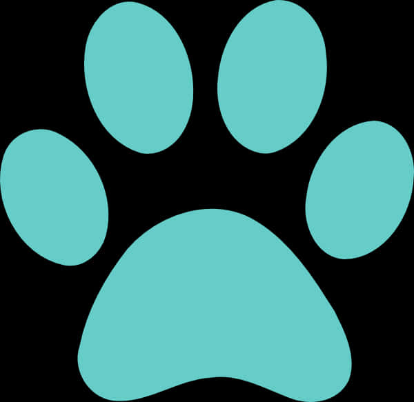 Teal Paw Print Graphic PNG