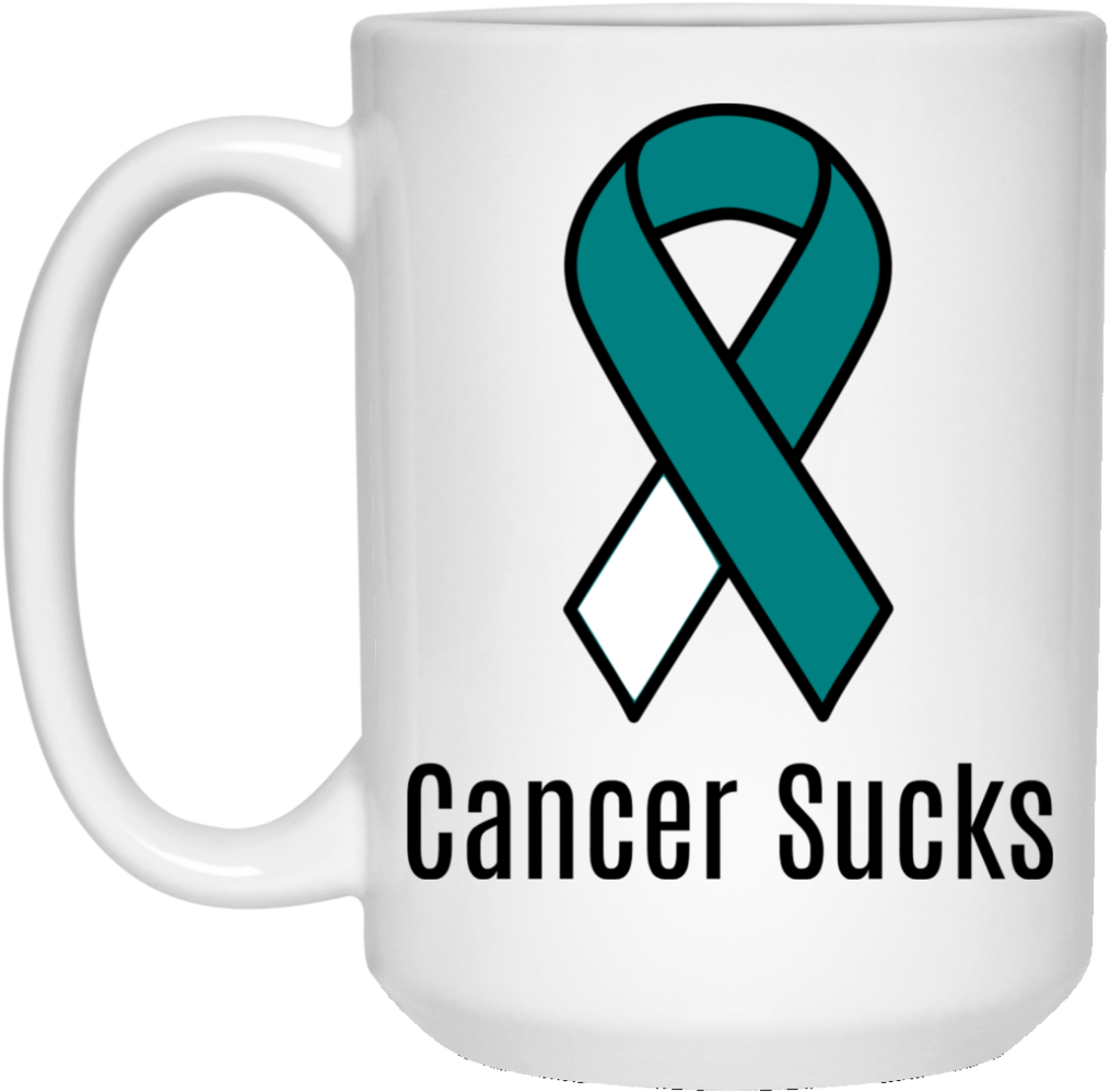 Teal Ribbon Cancer Awareness Mug PNG