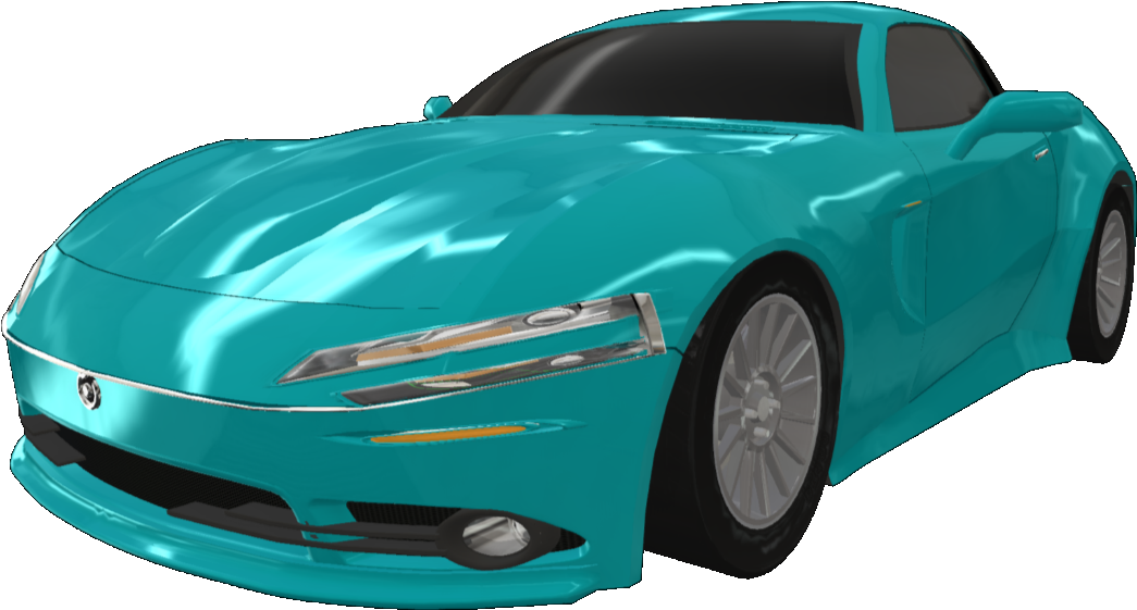 Teal Sports Car3 D Model PNG