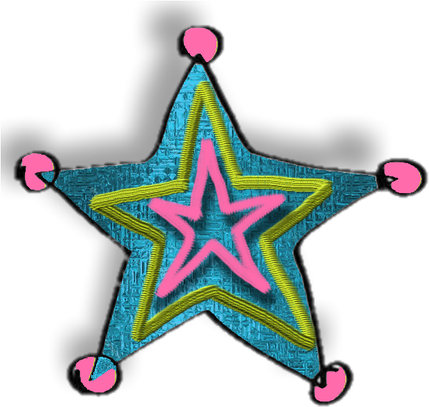 Teal Textured Starwith Pink Outline PNG