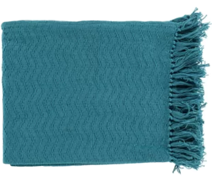 Teal Throw Blanket With Fringe PNG