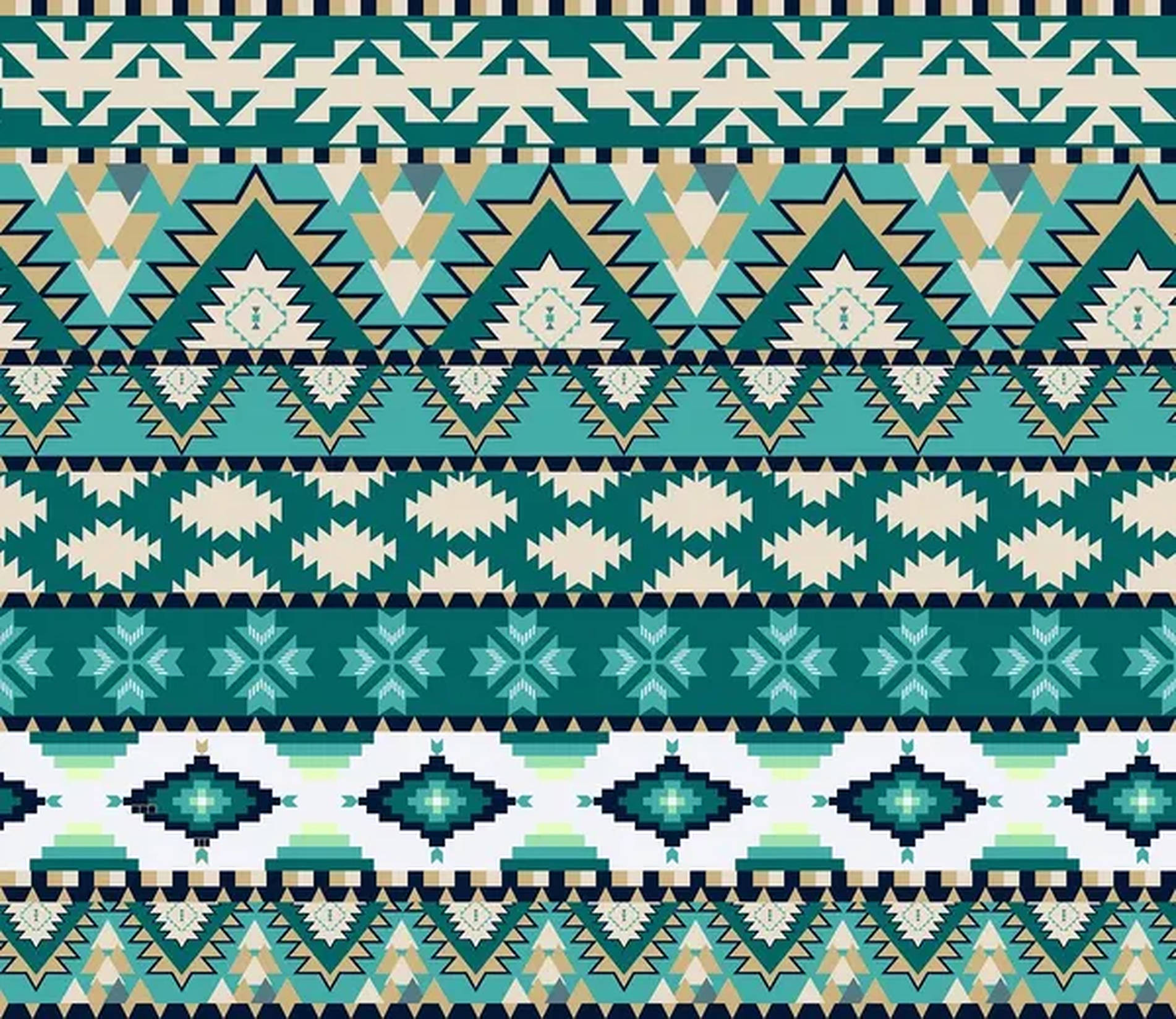Teal Tribal Pattern Wallpaper