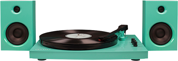 Teal Turntableand Speakers Setup PNG