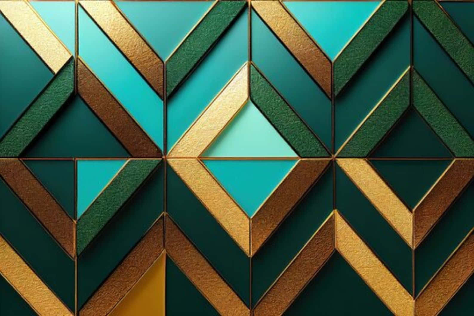 Tealand Gold Geometric Pattern Wallpaper