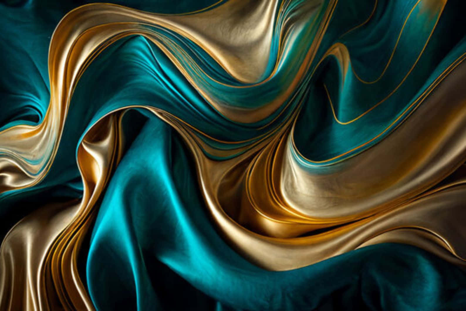 Tealand Gold Satin Waves Wallpaper