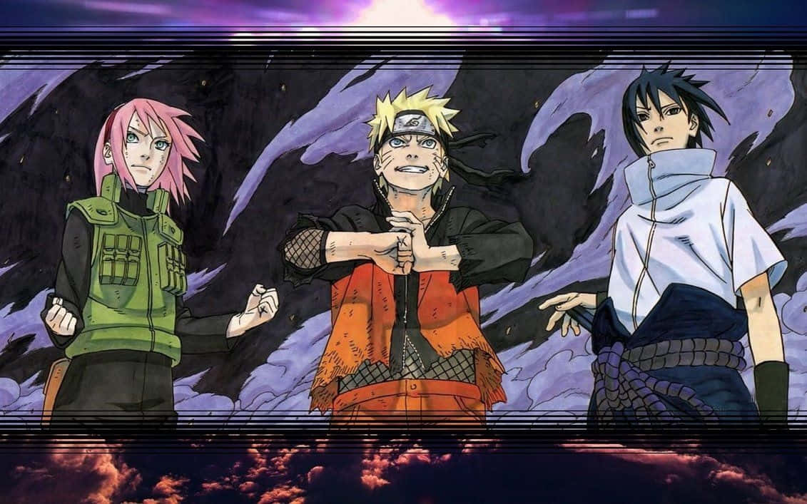 Team7: Naruto, Sakura, Sasuke Och Kakashi Tar En Paus. Wallpaper