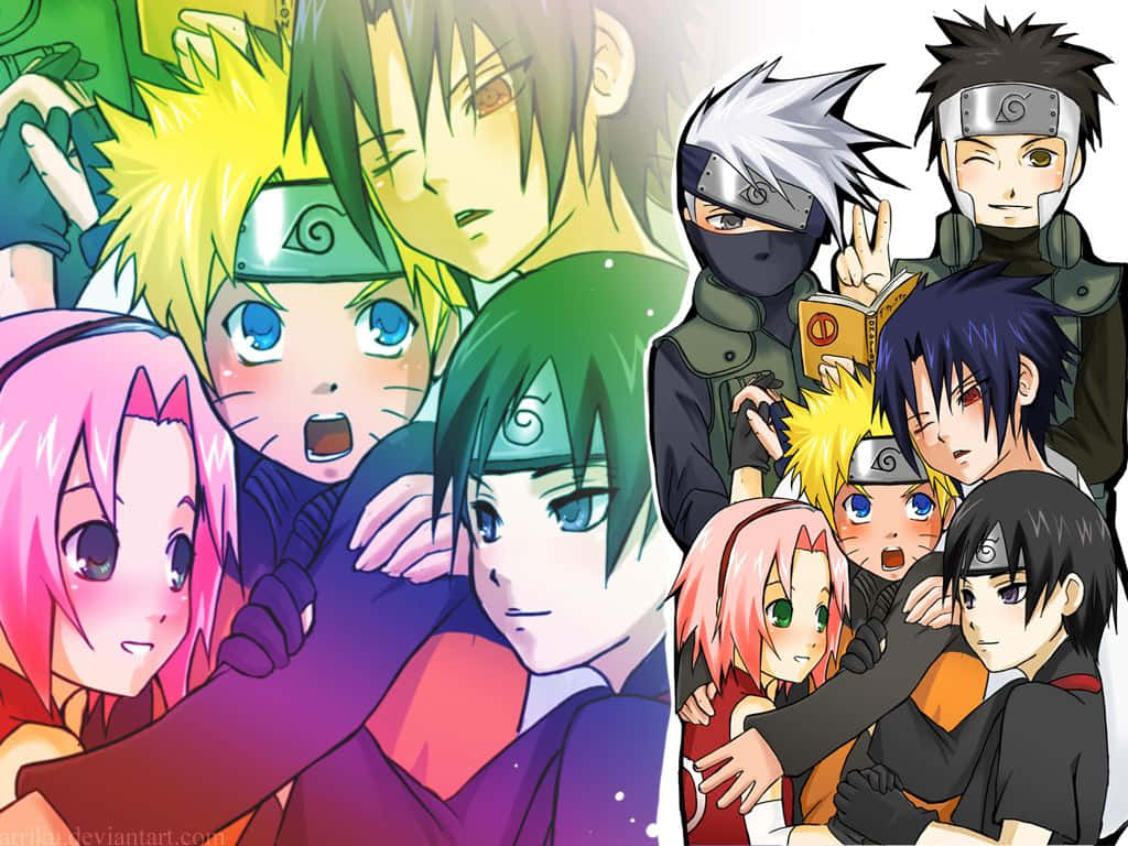 Konohamaru and the Legendary Team 7 ready for action! Wallpaper