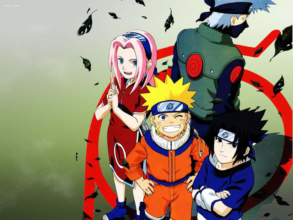 Detlegendariska Laget 7: Naruto, Sasuke Och Sakura. Wallpaper