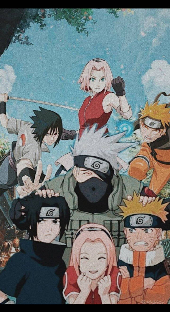 Team 7 Naruto Level Up Iphone Wallpaper