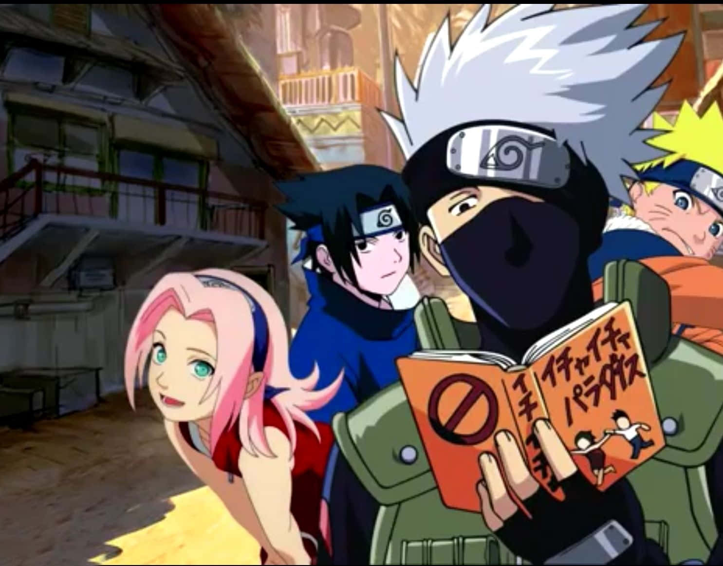 Team 7 Naruto Kakashi Reading Wallpaper