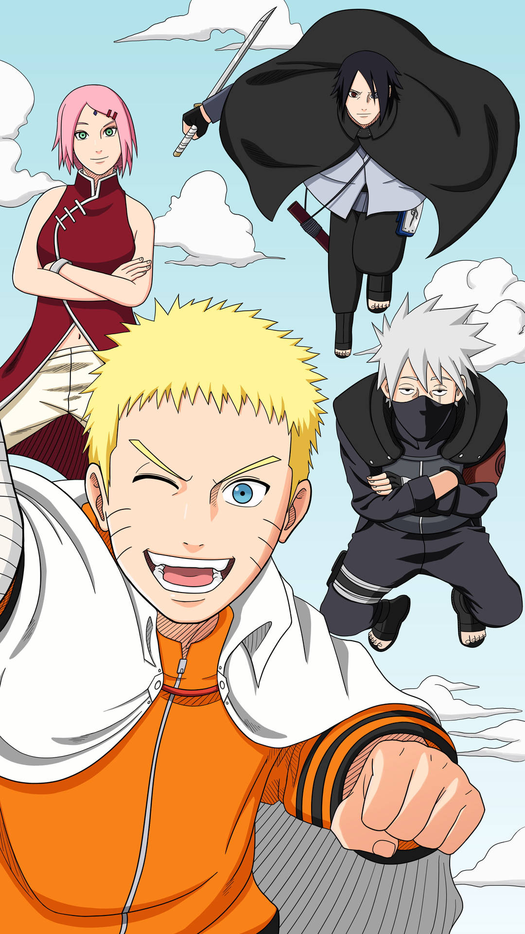 Team 7 Naruto Selfie iPhone Wallpaper