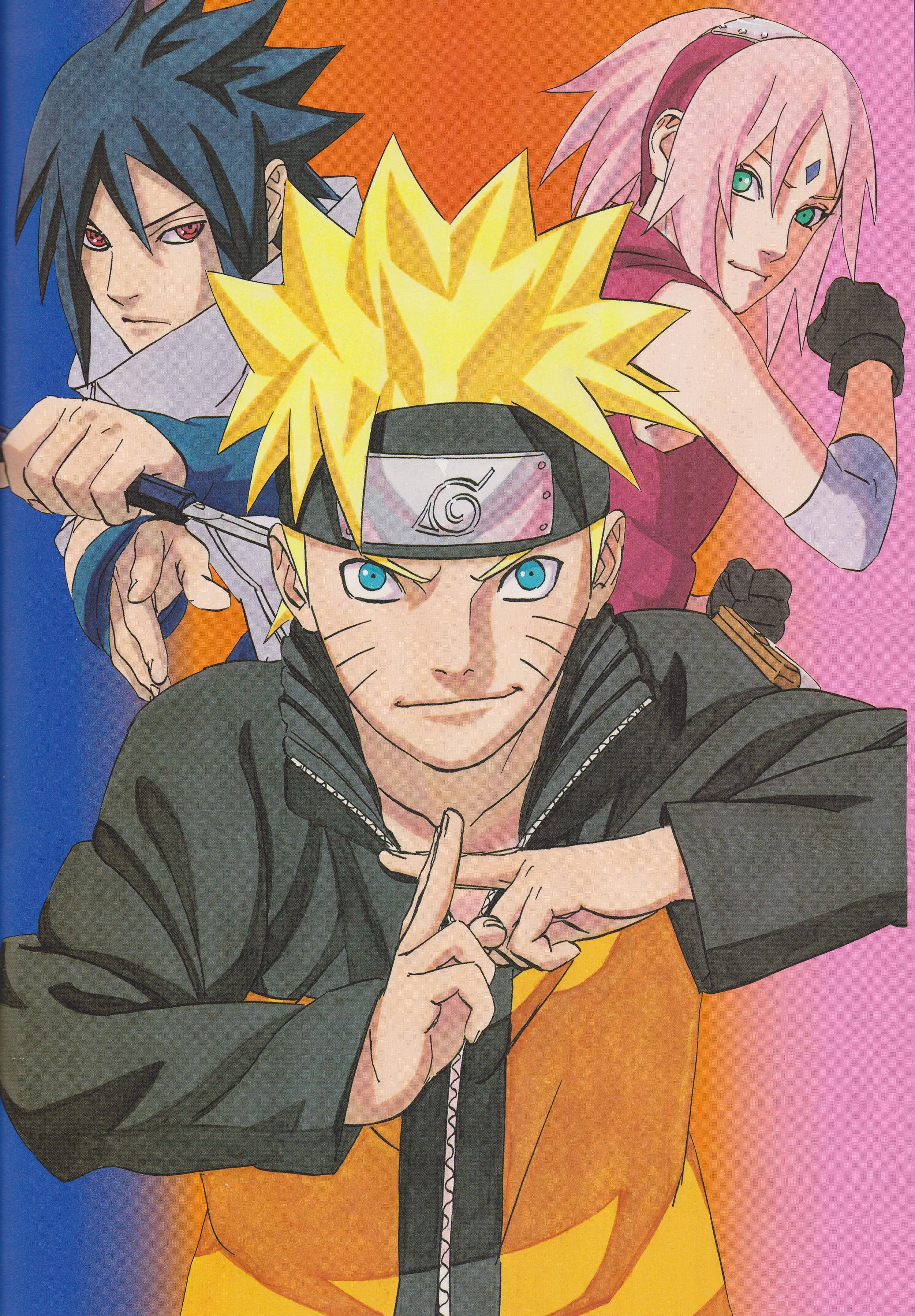 Team 7 Sakura Sasuke Naruto iPhone Tapet Wallpaper