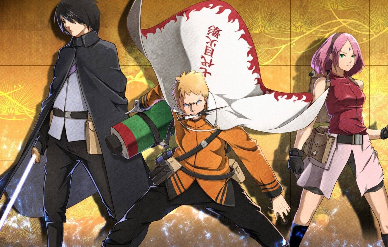 Equipe7 Sasuke Sakura E Naruto Hokage. Papel de Parede