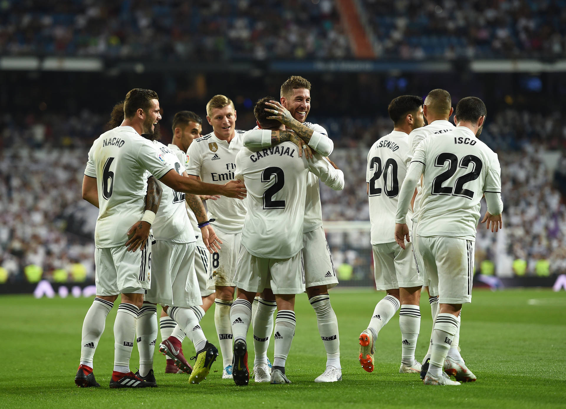 Teamcelebration Real Madrid 4k: Mannschaftsfeier Real Madrid 4k Wallpaper