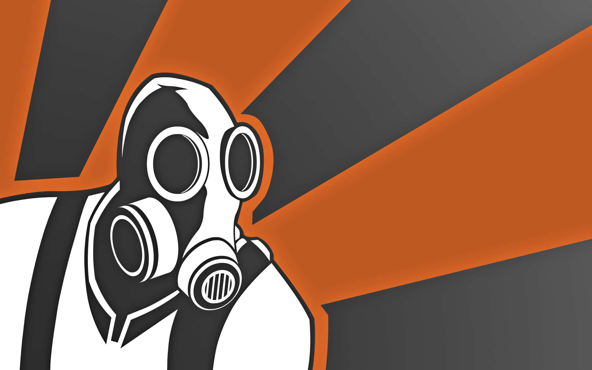 A Man In A Gas Mask With An Orange Background