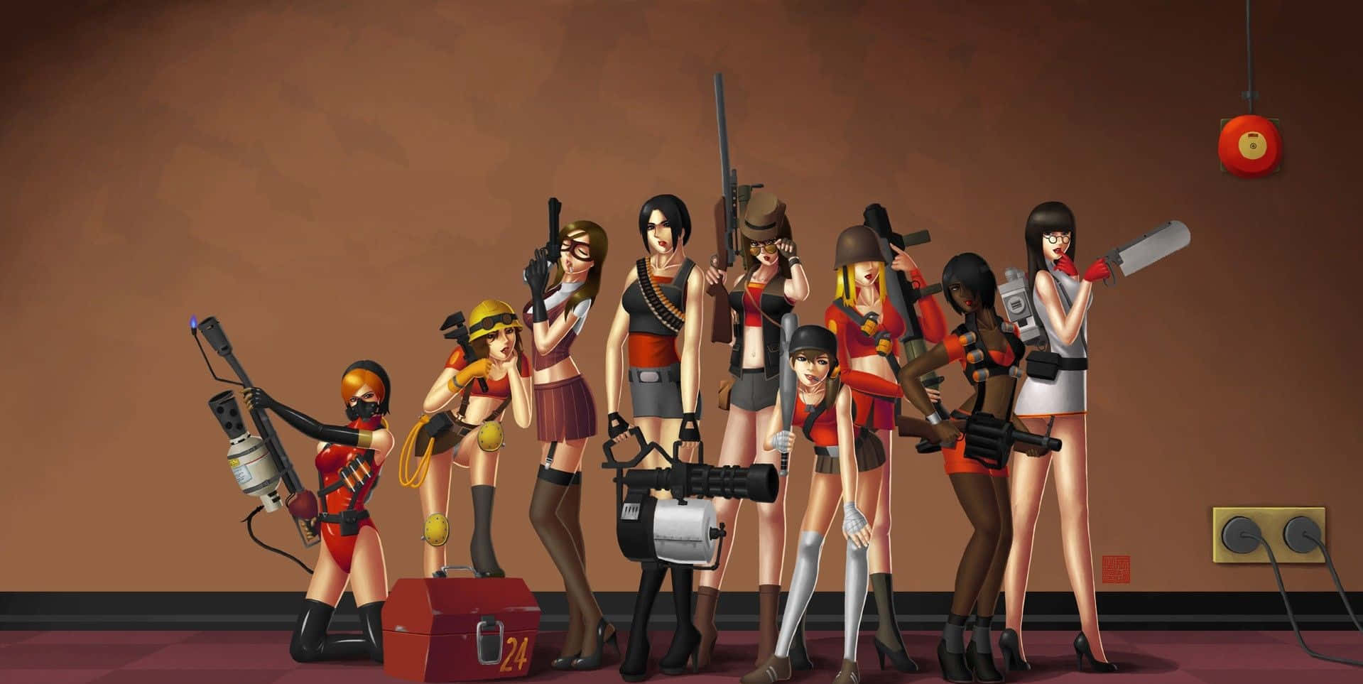 Caption: Meet the Team - Team Fortress 2 Characters Group Pose Wallpaper