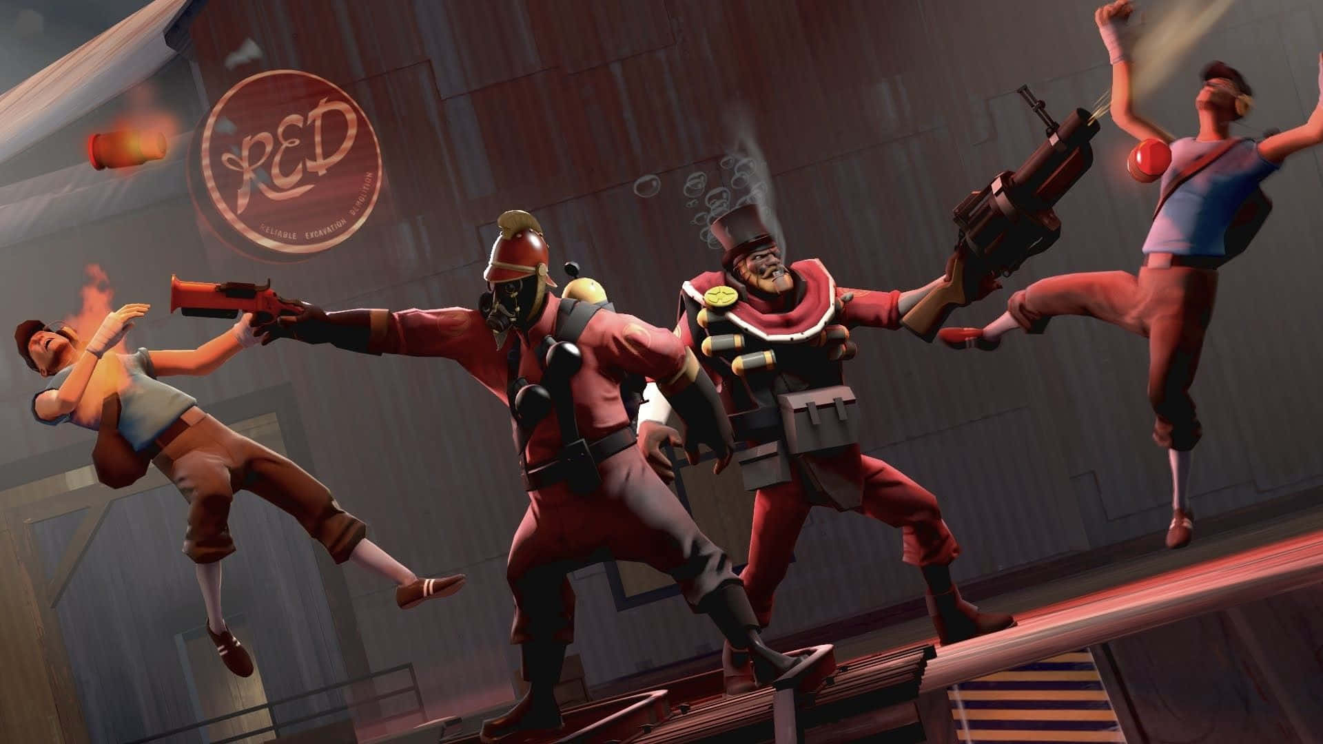 Team of Team Fortress 2 Characters in Action Wallpaper