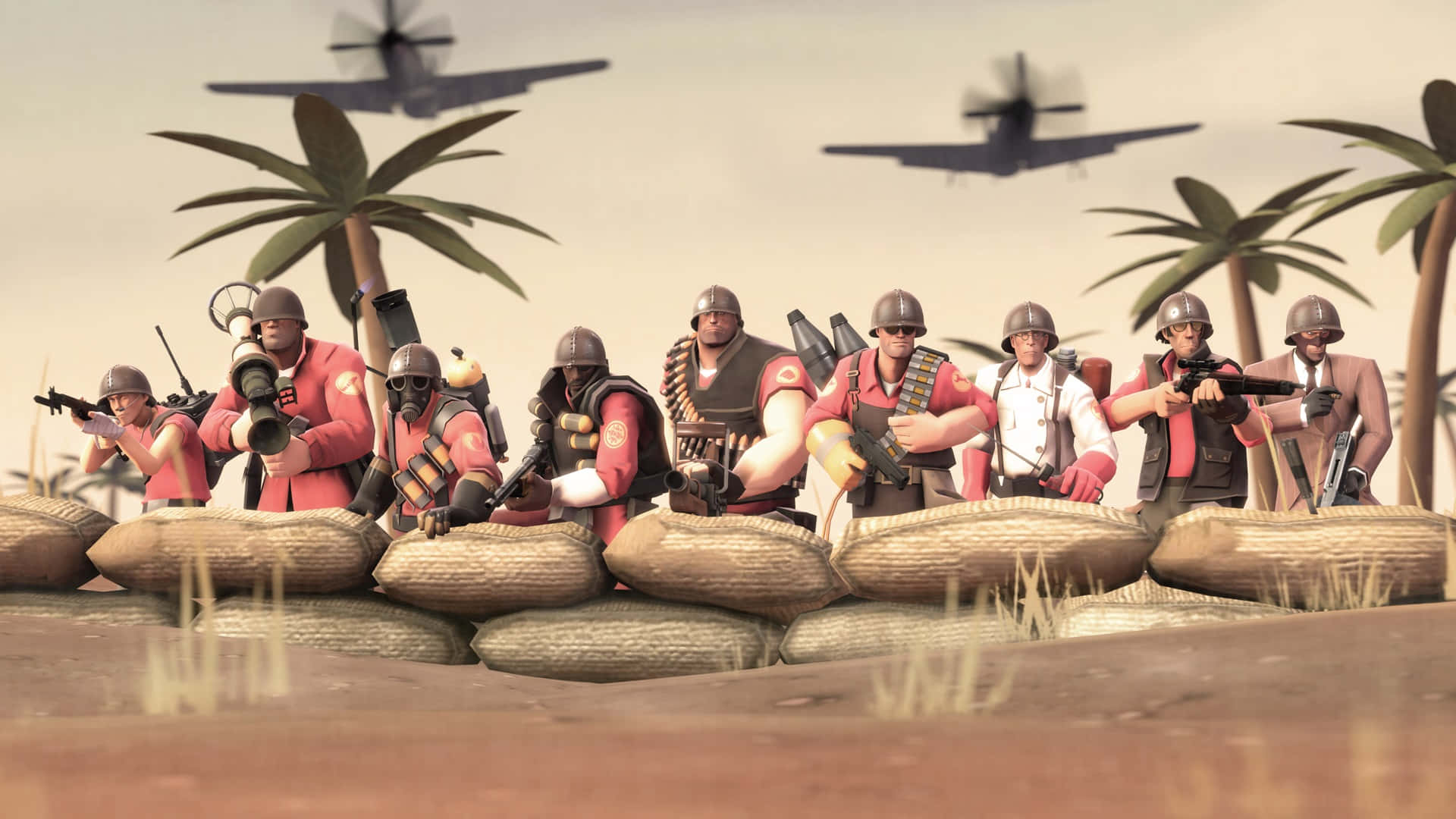 Team Fortress 2 Characters Battle Pose Wallpaper