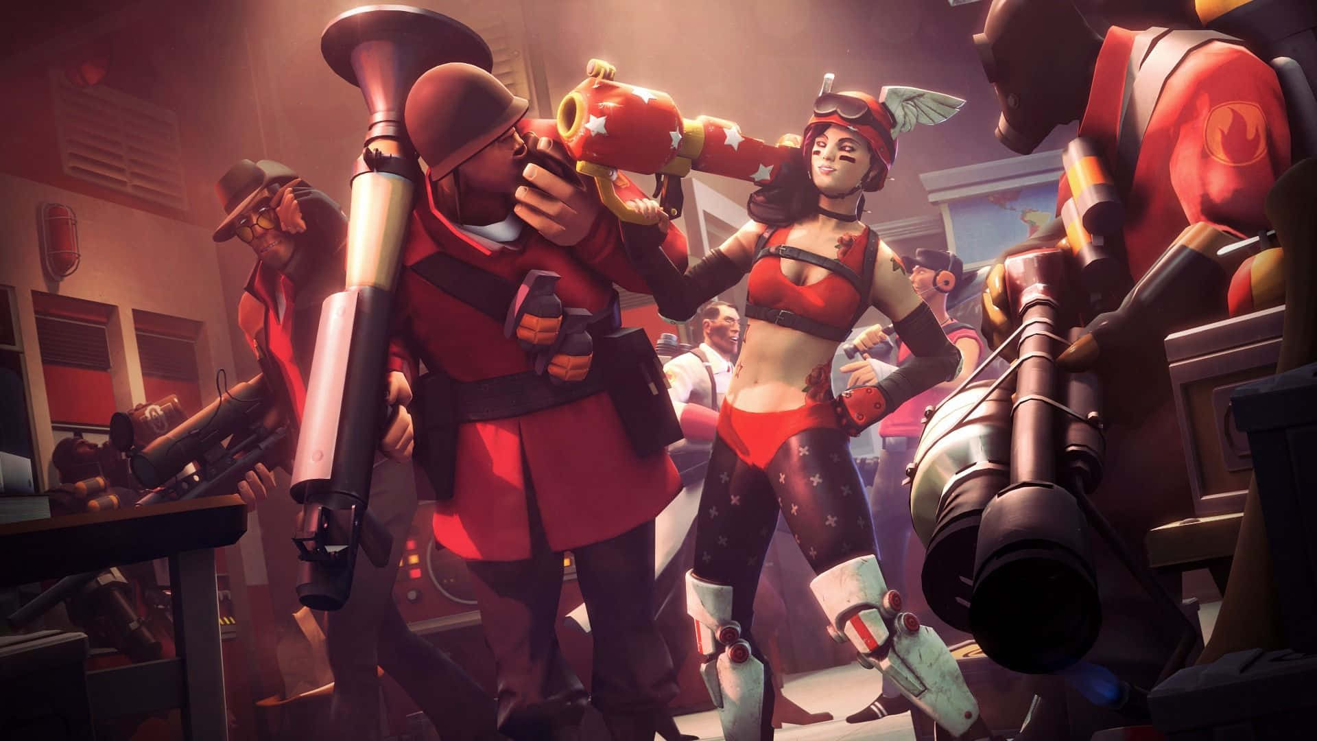 Team Fortress 2 Characters Showcasing their Powers in Battle Wallpaper