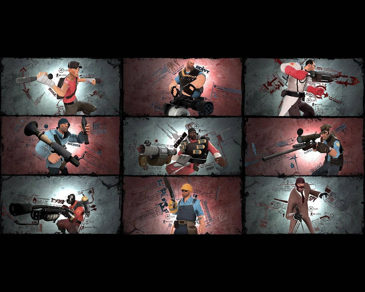 Team Fortress 2 Klasser Collage Wallpaper