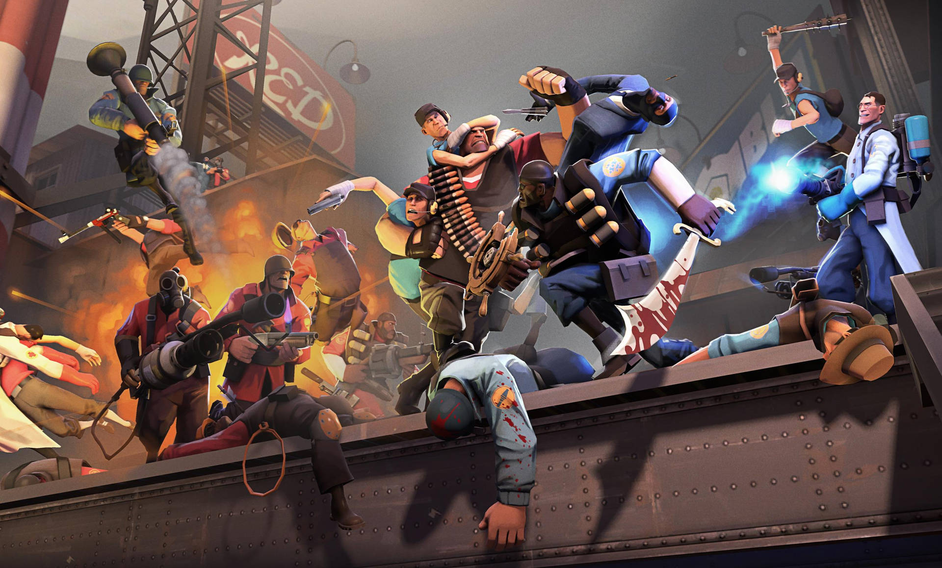 Action-Packed Game of Team Fortress 2 Wallpaper