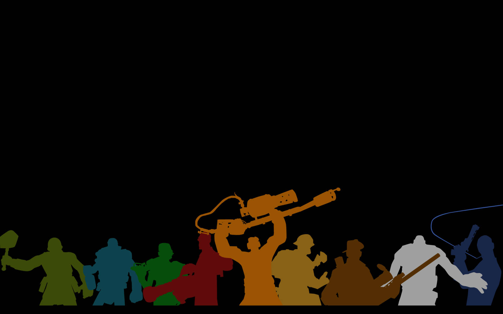 Team Fortress 2 Colored Classes Silhouettes Wallpaper