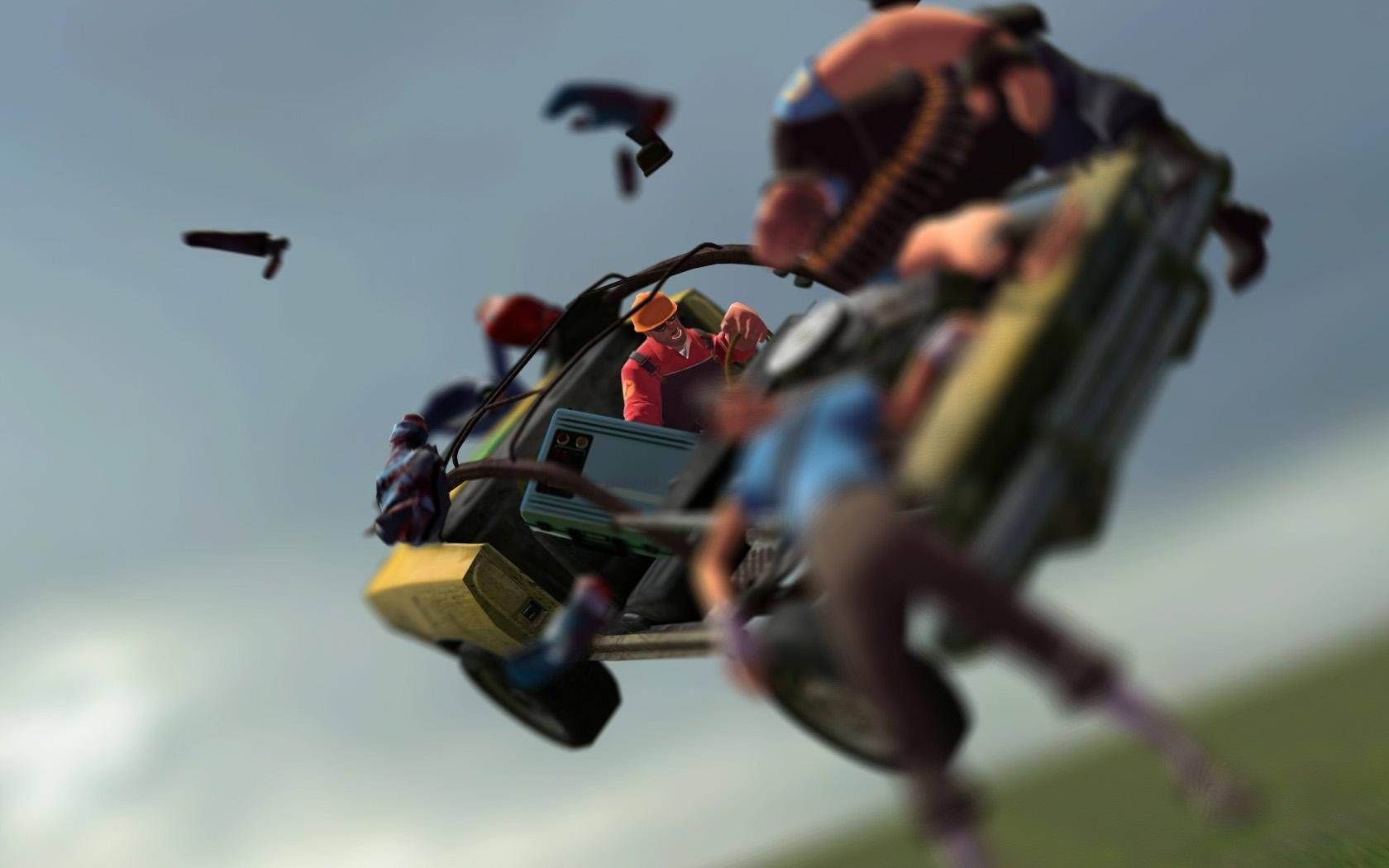 Team Fortress 2 Kører Ingeniør Fra en Klippe Wallpaper
