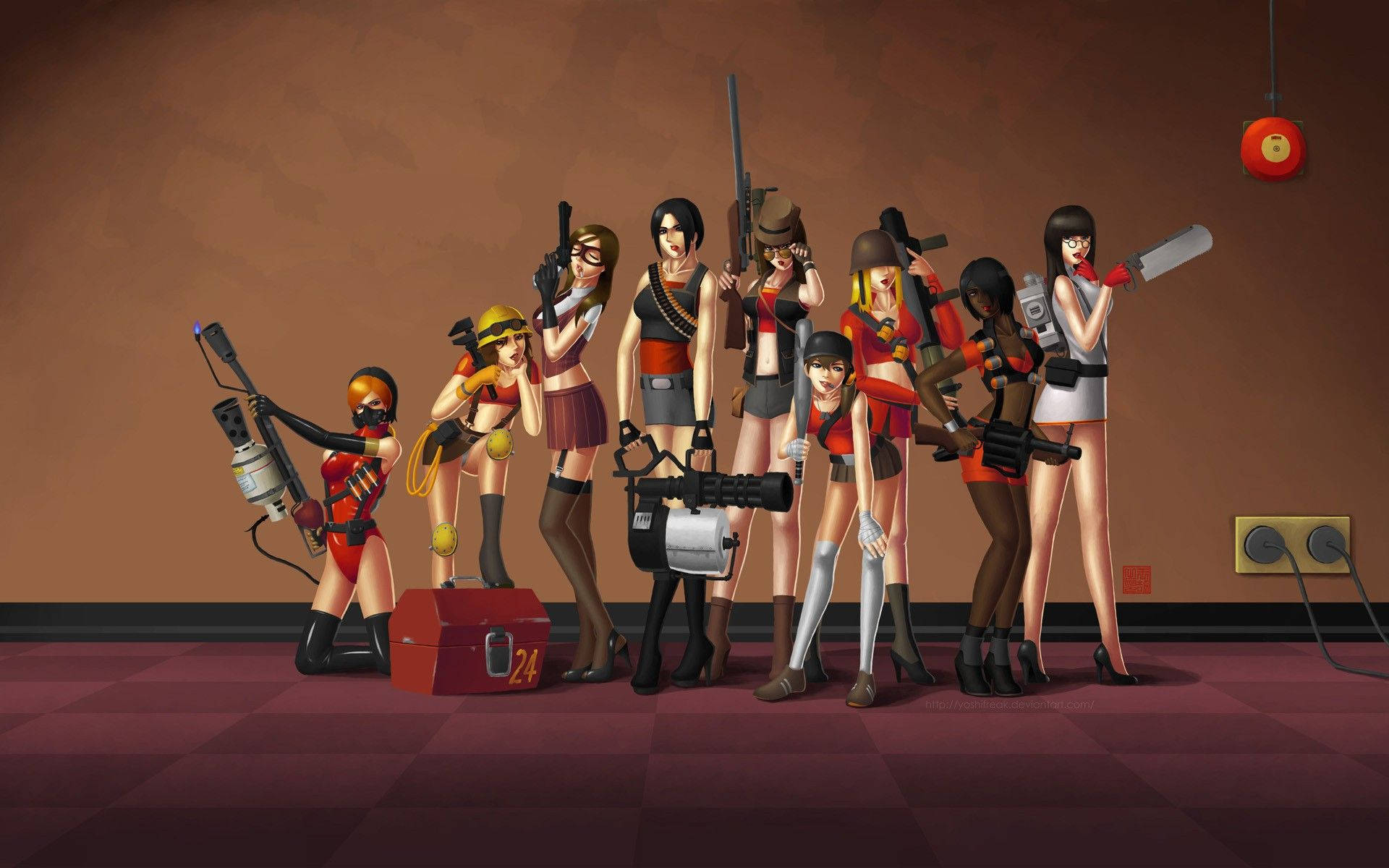 Mercenariasdel Equipo Fortress 2 Para Chicas Fondo de pantalla