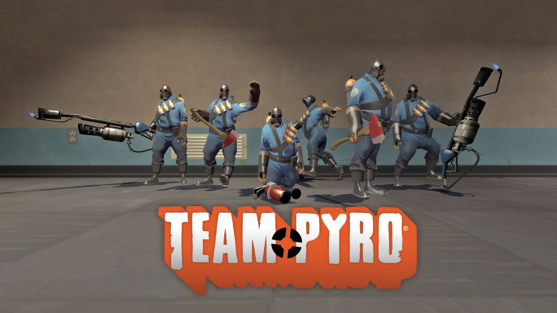 Pyro, the blazing character from Team Fortress 2. Wallpaper