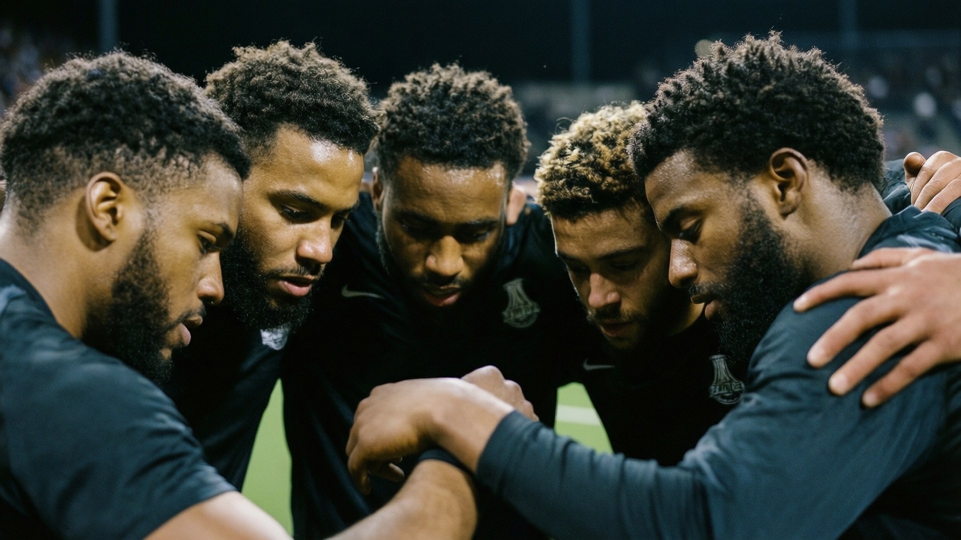 Caleb Williams i en team huddle