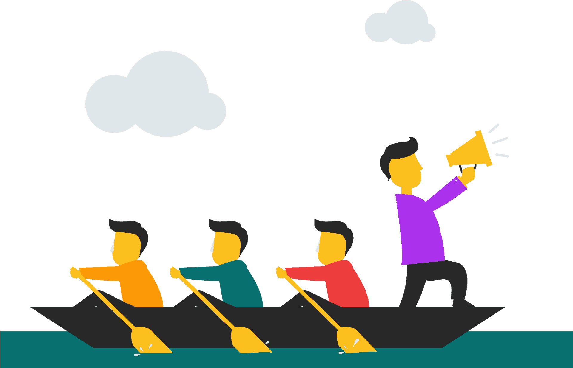Team Leadership Rowboat Coordination PNG