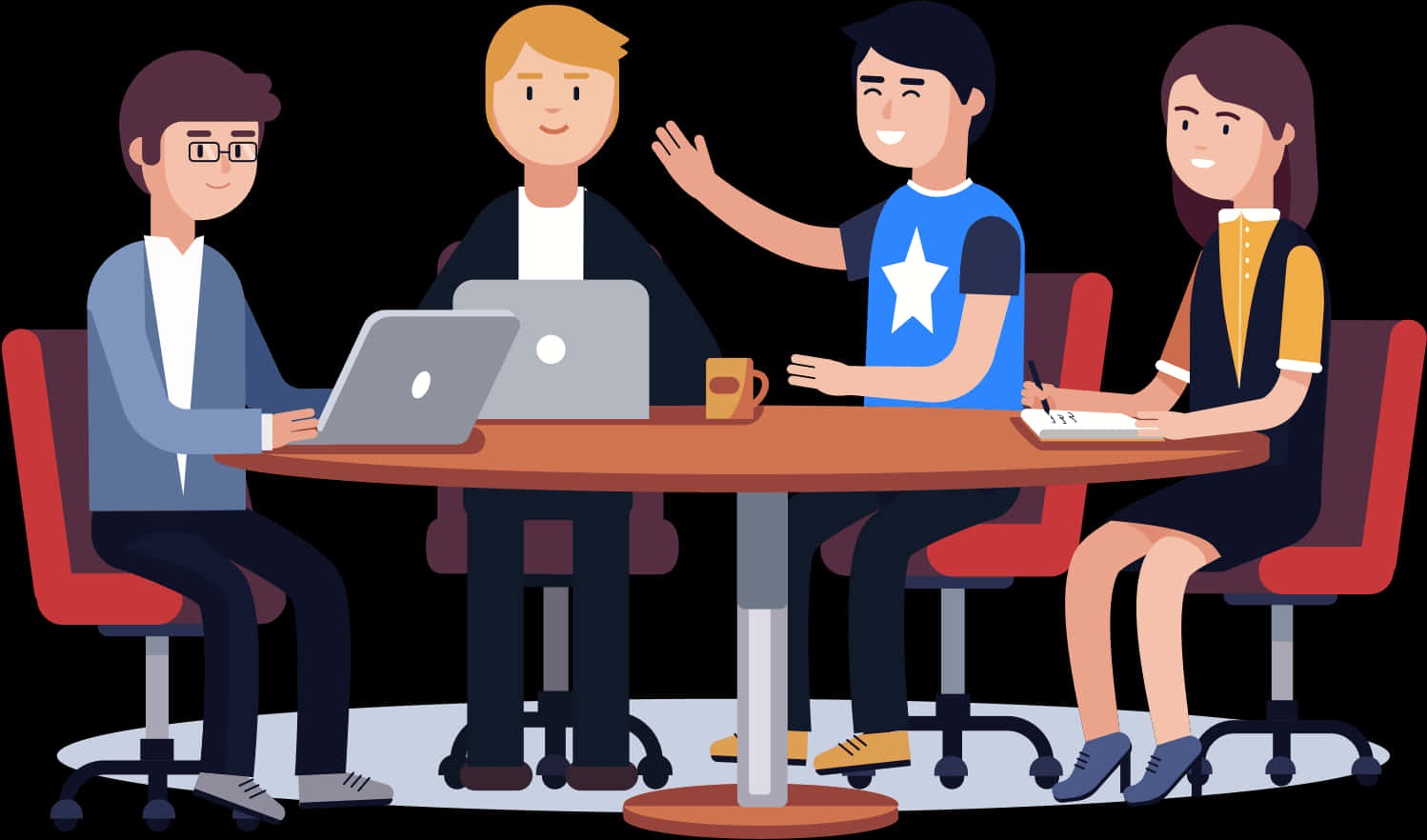 Download Team Meeting Cartoon Illustration | Wallpapers.com