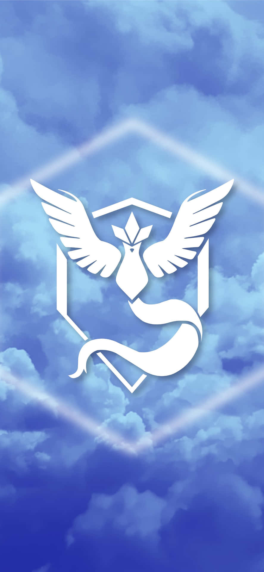 Et pokemon logo med vinger i himlen Wallpaper